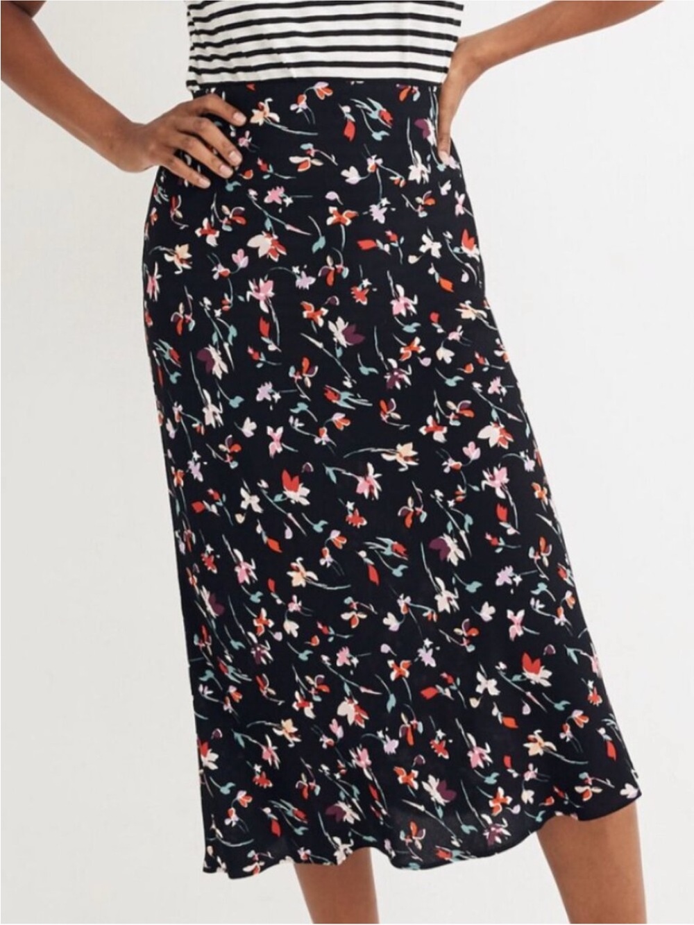 Madewell Midi Slip Skirt In Drifting Flowers